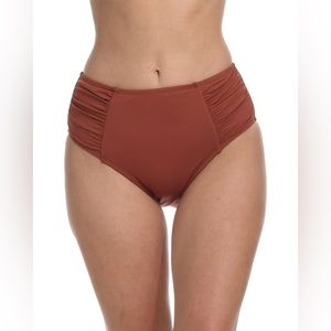 NWOT LA BLANCA  Island Goddess Side Shirred High-Waist Bottom - Size 6